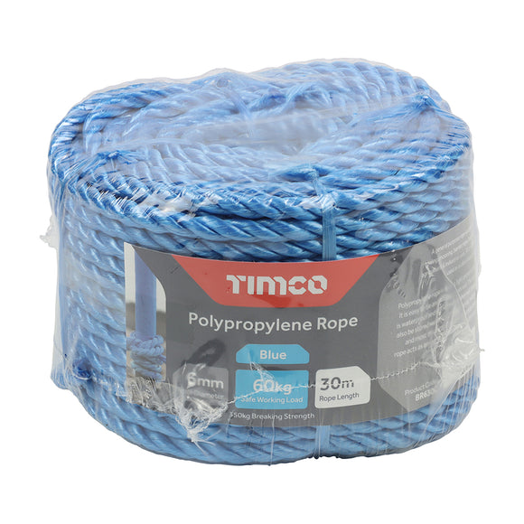 Blue Polypropylene Rope Coil - 6mm x 30m Image