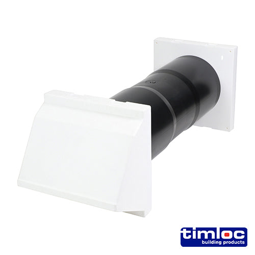 Timloc AeroCore Through Wall Vent Set with Cowl and Baffle White - 127 x 350 (dia x length) Image