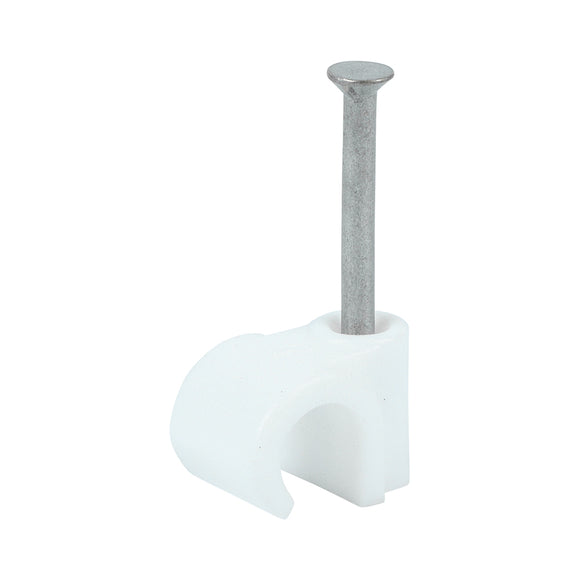 Round Cable Clips White - To fit 7.0mm Image