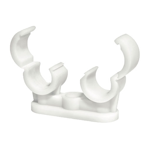 Quick Lock Double Pipe Clips White  - 22mm Image