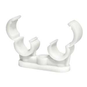 Quick Lock Double Pipe Clips White  - 15mm Image