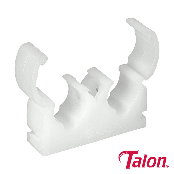 Talon Double Hinged Pipe Clips White - 15mm Image