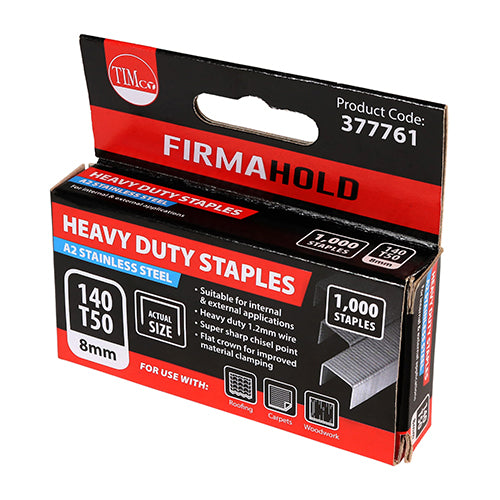 Heavy Duty Chisel Point A2 Stainless Steel Staples  - 8mm Image