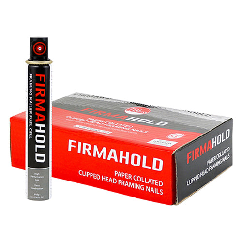 FirmaHold Collated Clipped Head Ring Shank Firmagalv Nails & Fuel Cells - 3.1 x 90/1CFC Image