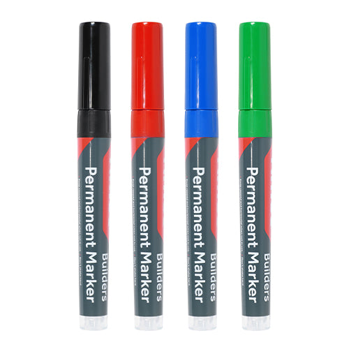 Builders Permanent Markers Fine Tip Mixed Colours - Fine Tip Image