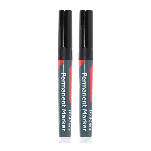 Builders Permanent Markers Twin Pack Chisel & Fine Tip Black - Mixed Image