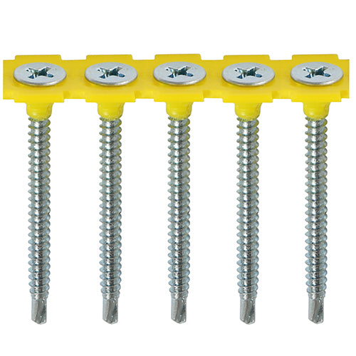 Collated Drywall Self-Drilling Bugle Head Silver Screws - 3.5 x 45 Image