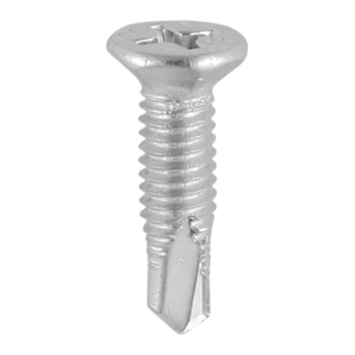 Window Fabrication Screws Countersunk Facet PH Metric Thread Self-Drilling Point Martensitic Stainless Steel & Silver Organic - M4 x 16 Image