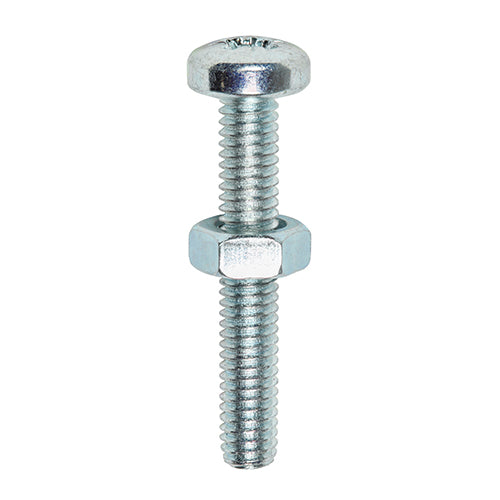 Machine Pan Head Screws & Hex Nut Silver - M5 x 50 Image