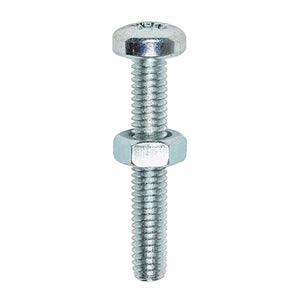 Machine Pan Head Screws & Hex Nut Silver - M4 x 12 Image