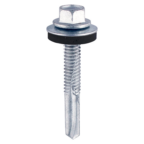 Self-Drilling Heavy Section Silver Screws with EPDM Washer - 5.5 x 80 Image