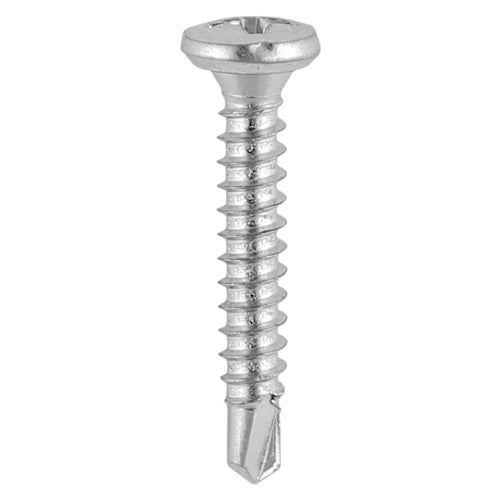 Window Fabrication Screws Friction Stay Pan PH Self-Tapping Thread Self-Drilling Point Martensitic Stainless Steel & Silver Organic - 3.9 x 25 Image