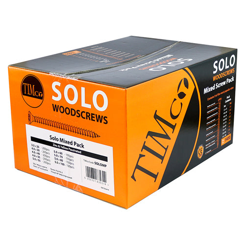 Solo Countersunk Gold Woodscrews Mixed Box -   Image