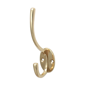 Hat & Coat Hook Polished Brass - 125 x 32mm Image