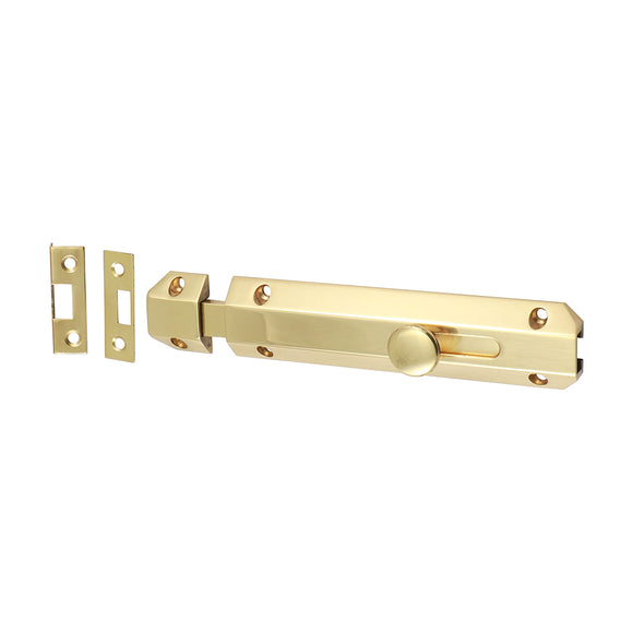 Architectural Flat Section Bolt Polished Brass - 150 x 35mm Image