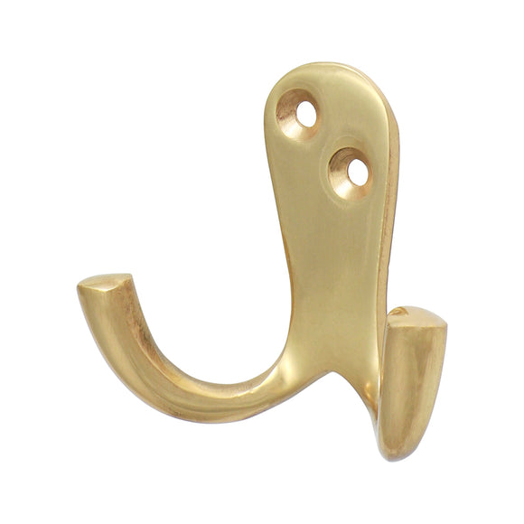 Double Robe Hook Polished Brass - 47 x 24mm Image