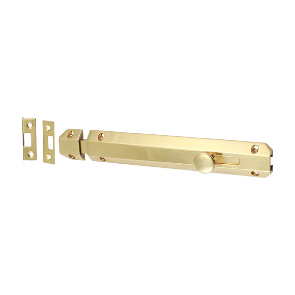 Architectural Flat Section Bolt Polished Brass - 210 x 35mm Image