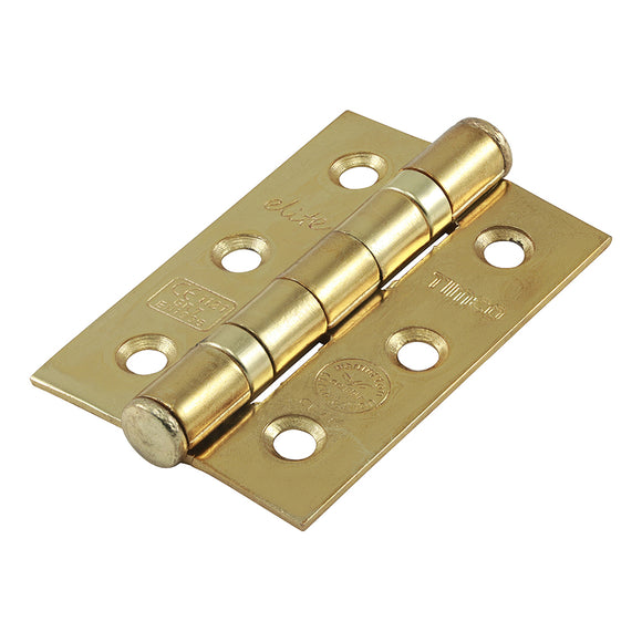 Ball Bearing Hinges Grade 7 Steel Electro Brass - 76 x 51 x 2.2 Image