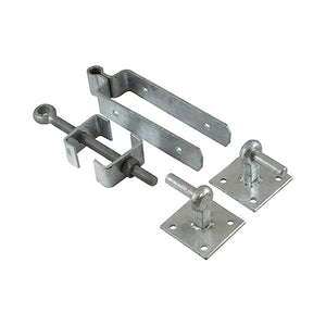 Adjustable Gate Hinge Set With Hook On Plate Hot Dipped Galvanised - 450mm Image