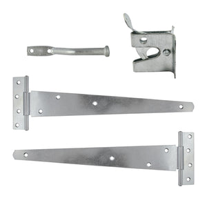 Pedestrian Gate Kit Medium Tee Hinges & Automatic Latch Hot Dipped Galvanised - 14" Image