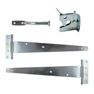 Pedestrian Gate Kit Medium Tee Hinges & Automatic Latch Silver - 14" Image