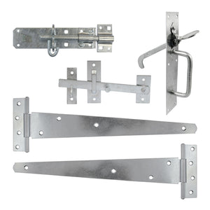 Side Gate Kit Medium Tee Hinges Suffolk Latch & Brenton Padbolt Hot Dipped Galvanised - 18" Image