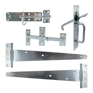 Side Gate Kit Medium Tee Hinges Suffolk Latch & Brenton Padbolt Sliver - 18" Image