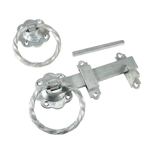 Ring Gate Latch Twisted Hot Dipped Galvanised - 6