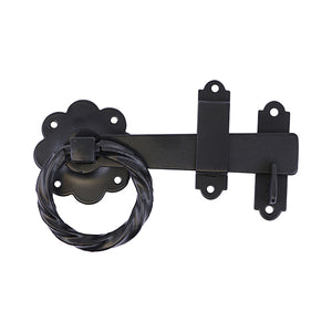 Ring Gate Latch Twisted Black - 6" Image
