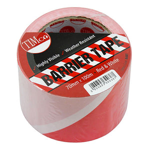 Barrier Tape Red & White - 100m x 70mm Image