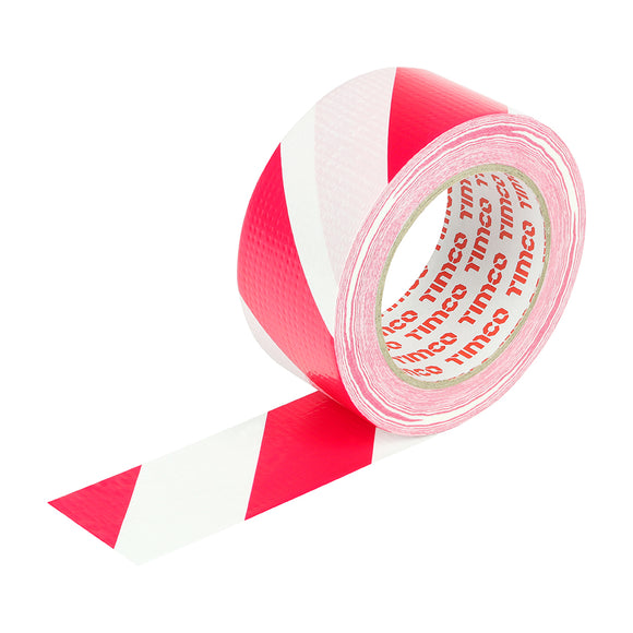 Hazard Warning Cloth Tape Red and White - 33m x 50mm Image