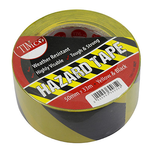 Hazard Tape Yellow & Black - 33m x 50mm Image